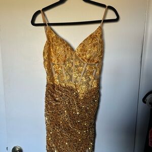 Gold Sequin Mini Dress